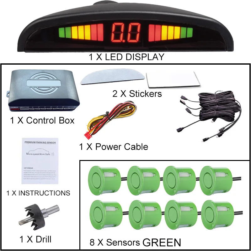 Multi-radar LED Display Parking Sensor Kit 6/8 Probe Backup Radar Detector 12 Colors Car Parking Assistance System