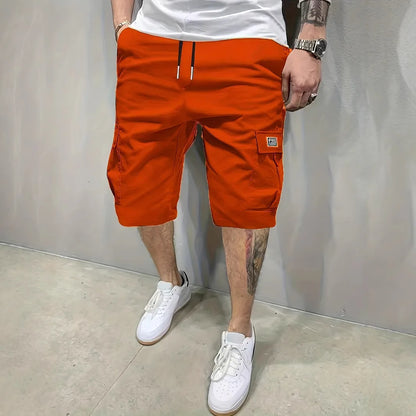 Men's Army Green Cargo Shorts Drawstring Waist Loose Fit Multi Pocket Shorts Men Summer Streetwear Casual Knee Shorts