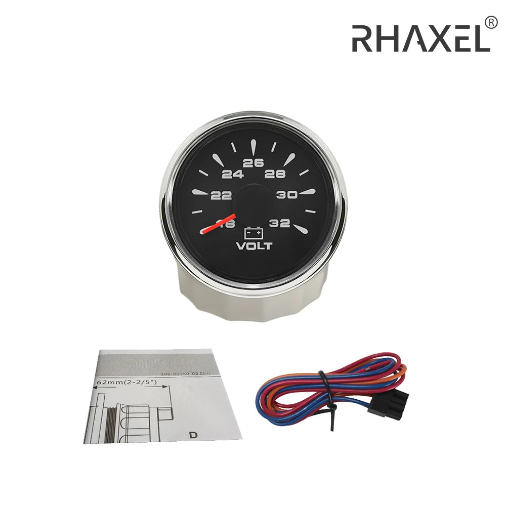 RHAXEL 2" 12V DC Voltmeter Volt Gauge 8-16V 16-32V 18-32V 9-32V with 8 Backlights for Car Boat Motor RV Truck