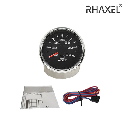 RHAXEL 2" 12V DC Voltmeter Volt Gauge 8-16V 16-32V 18-32V 9-32V with 8 Backlights for Car Boat Motor RV Truck