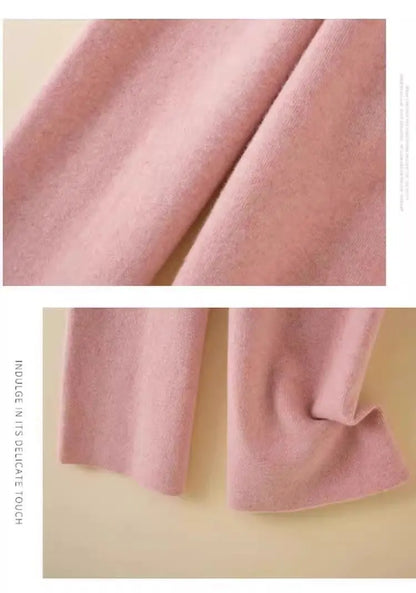 High Waist Wool Knitted Wide Leg Pants Women's Outerwear Autumn Winter Thickened Floor-Length Straight Cut Casual Trousers