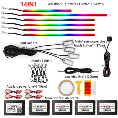 22in1 Symphony Car Ambient Light RGB 213 Color Universal Car Accessories Interior LED Lights Strip Acrylic Backlight Guide Light