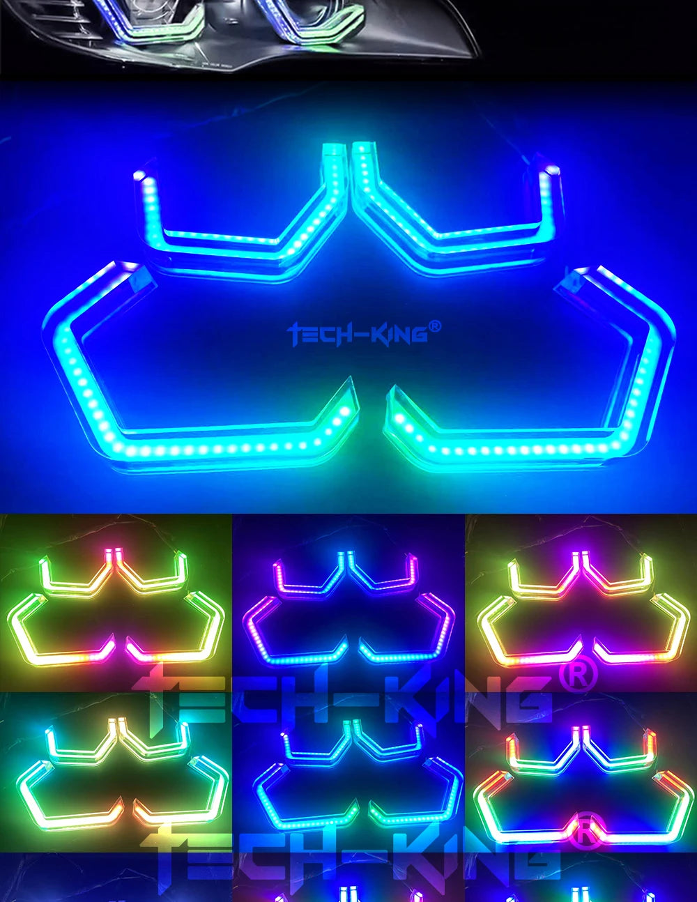 Car headlight Angel Eye F01 F02 F03 F04 RGB dynamic light LED side cover decorative light ring white light Yellow light RGBW