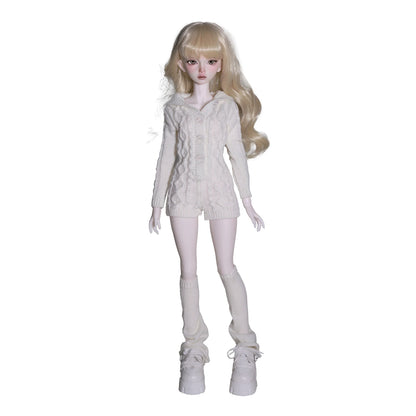 BJD Doll 1/4 Kaka H ShugaFairy MSD FullSet Cool Casual Uninhibited Lady Hooded Cable Knit Sweater Outfit Ball Jointed Doll