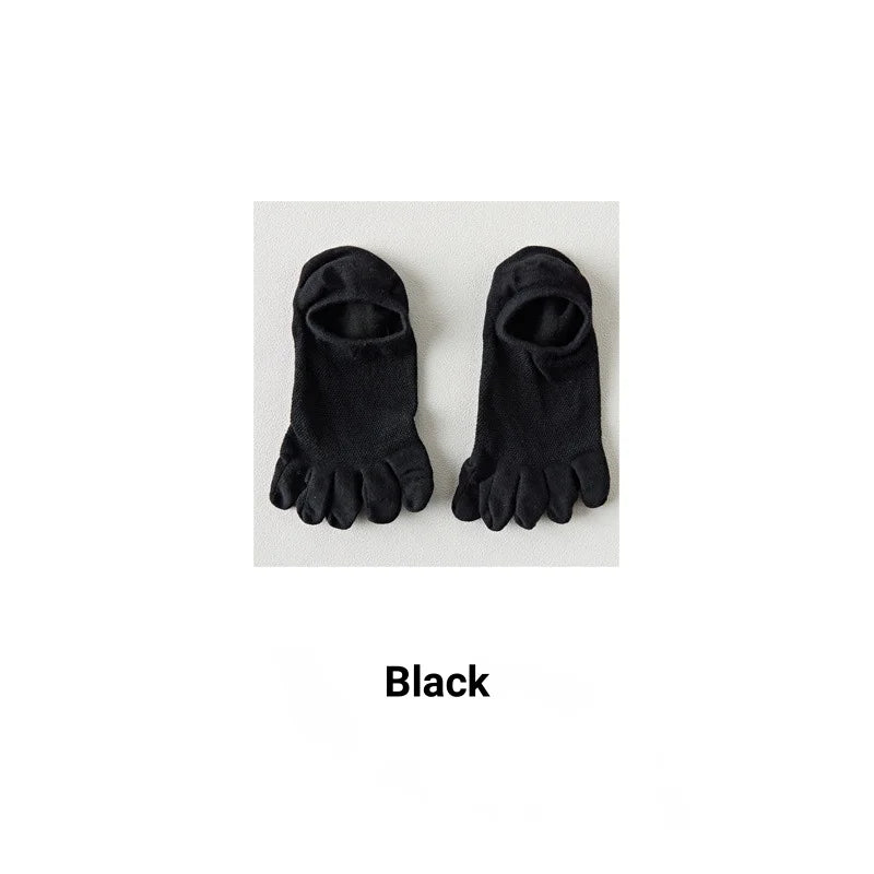 1/3/5 Pairs Men's 5-Toe Breathable Mesh Socks Anti Odor - Silicone Grip Non-Slip Low Cut Socks for Summer Sports Yoga Running