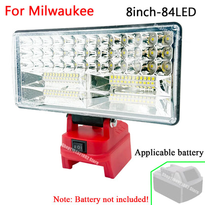 Power Tool Parts 8 Inch Work Lights Lamp Spotlight for Milwaukee for M18 for Dewalt DCB200 18V 20V Li-ion Battery USB Power Bank