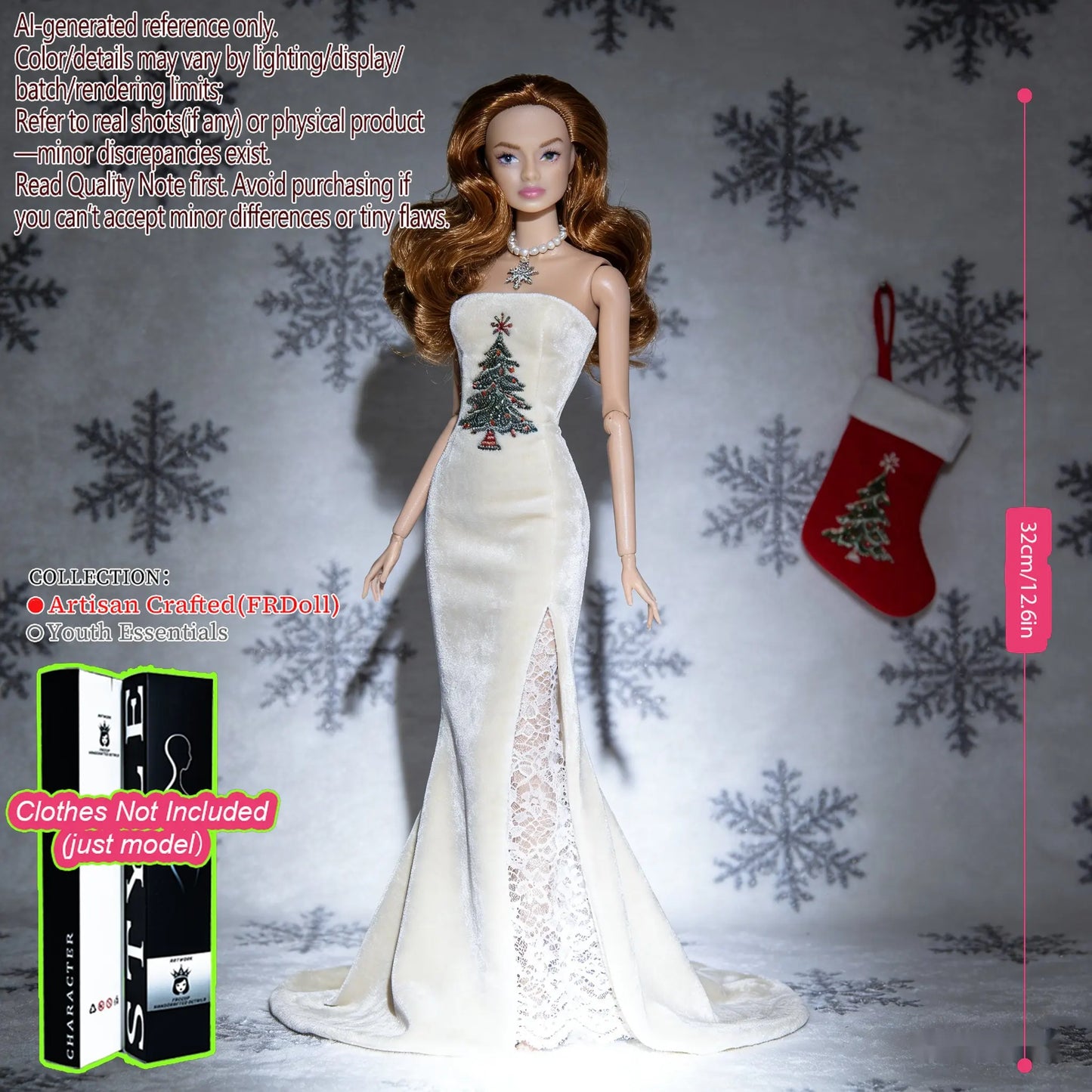 Multi-Poseable 12.6in 1/6 BJD - 12-Articulated, Realistic Makeup, Collector’s Gift, Desktop Display (No Clothing)