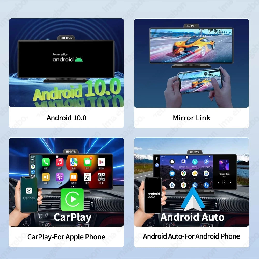 10.26 Inch Car GPS Navigation CarPlay Android Anto Z80 DVR Camera 4G+64G ROM ADAS 5G WiFi BT FM Dash Camera Video Recorder