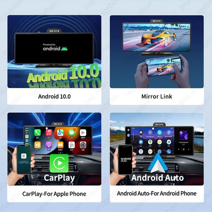 10.26 Inch Car GPS Navigation CarPlay Android Anto Z80 DVR Camera 4G+64G ROM ADAS 5G WiFi BT FM Dash Camera Video Recorder