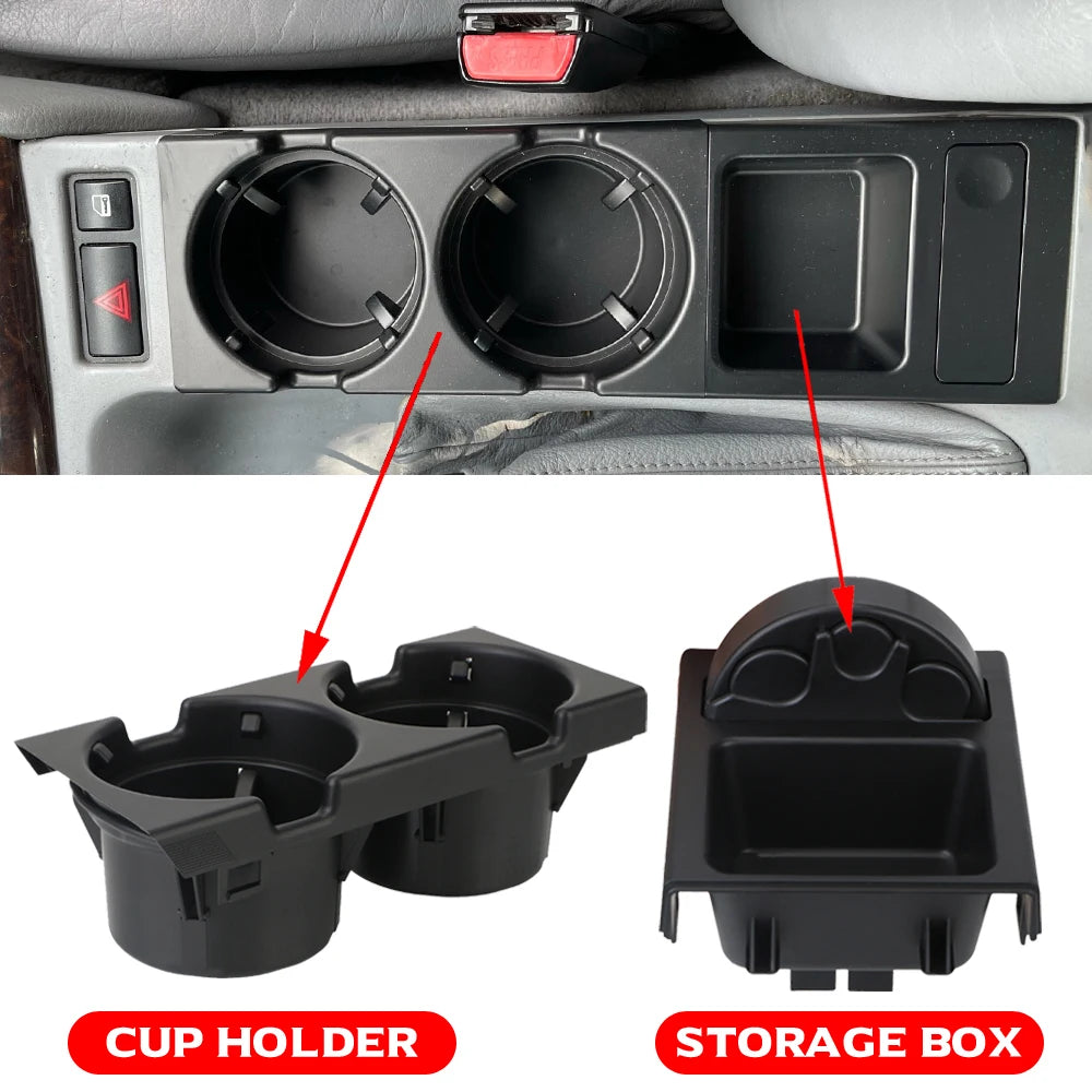 New Double Hole Car Styling Front Center Console Storage Box Coin + Cup Holder For BMW E46 Series 1999-2006 51168217953