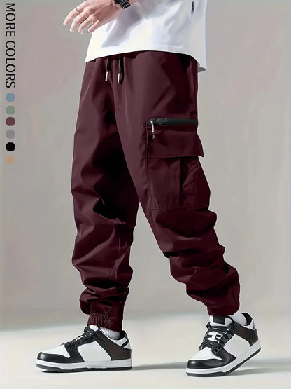 Men's Cargo Pants, Thin Trousers, Comfortable and Breathable, Outdoor Casual, Wearable, Running, Cycling, Multi-pocket 004