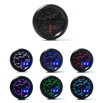 Dofi 2" 52mm 7 Colors LED Dual Display Boost Water Oil Temp Oil Pressure Voltmeter Air Fuel Ratio EGT Tachometer Car Gauge