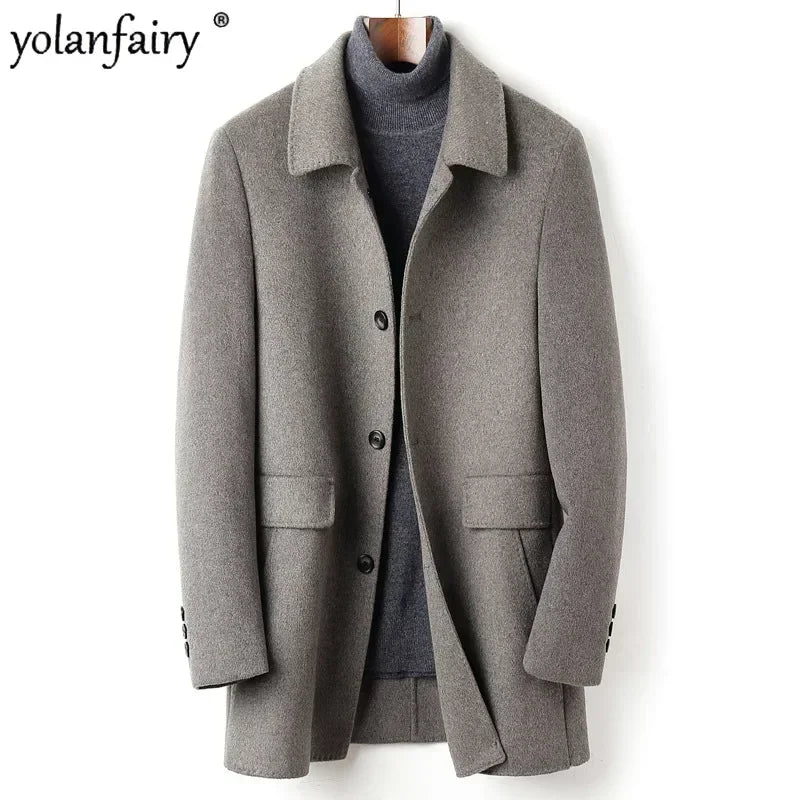 YOLANFAIRY 70% Wool Coat Men's Autumn Thick Down Jacket Men Double-sided Woolen Trench Coats Winter Jackets Abrigos Hombre FC