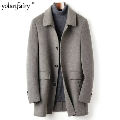 YOLANFAIRY 70% Wool Coat Men's Autumn Thick Down Jacket Men Double-sided Woolen Trench Coats Winter Jackets Abrigos Hombre FC