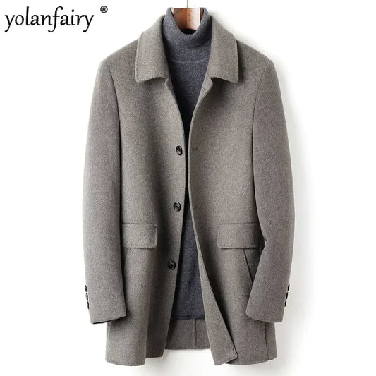 YOLANFAIRY 70% Wool Coat Men's Autumn Thick Down Jacket Men Double-sided Woolen Trench Coats Winter Jackets Abrigos Hombre FC