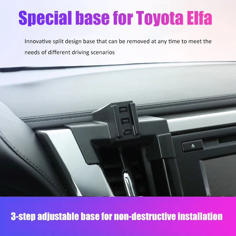 Car Phone Holder For Toyota Alphard 2015 - 2023 ANH30 Styling Bracket GPS Stand Rotatable Support Mobile Accessories