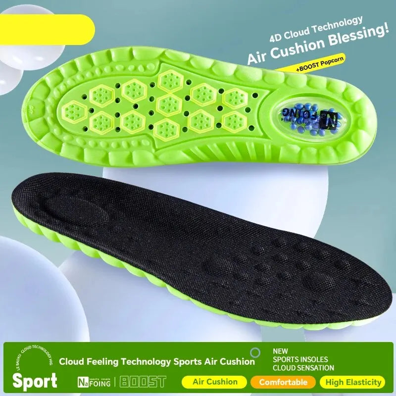2Pairs Cloud Sport Insoles for Shoes PU Air Cushion Sole Soft Shock Absorption Deodorant Breathable Running Orthopedic Insoles