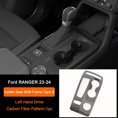 Carbon Fiber Car Interior Overlay Accessories For Ford Ranger Raptor Wildtrak T9 2022-2025, Central Gear Shift Panel Door Trim