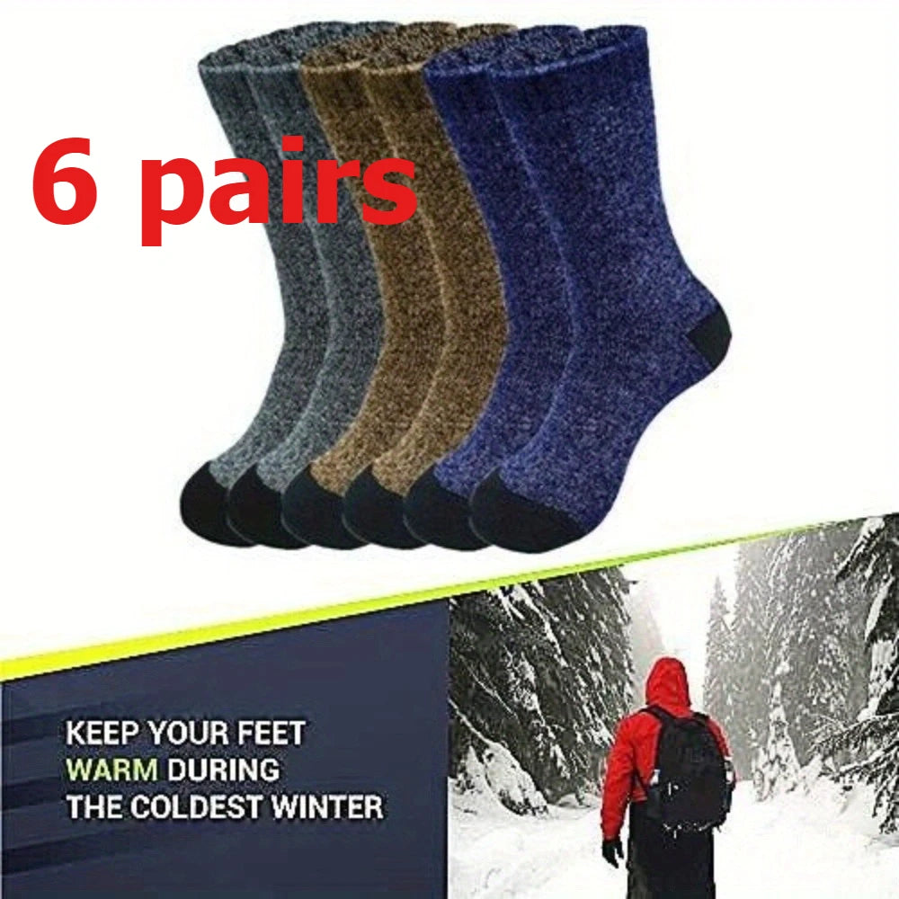 3-6 pairs of men's winter heavy-duty warm cotton boots and work socks