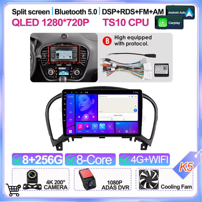 For Nissan Juke Yf15 2010 2011 2012 2013 2014 Carplay Auto 5g+wifi Gps Car Radio Navigation Multimedia Video Player Stereo Bt
