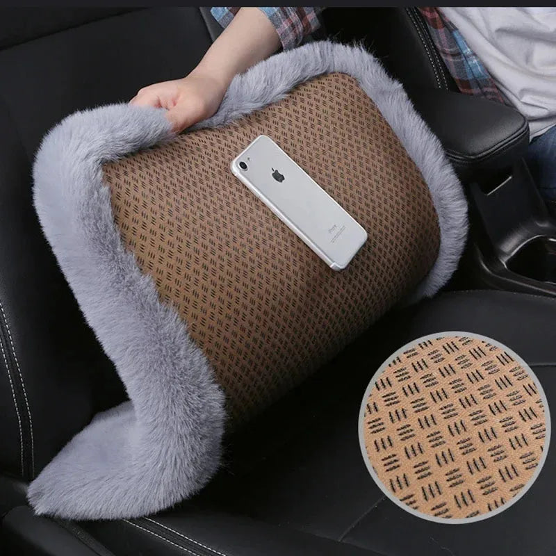 Winter Plush Rabbit Fur Car non-slip Seat Cushion Warmth Thickened Wool One Piece Square Cushion for Main Driver or Co-pilot