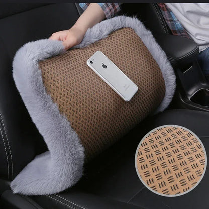 Winter Plush Rabbit Fur Car non-slip Seat Cushion Warmth Thickened Wool One Piece Square Cushion for Main Driver or Co-pilot
