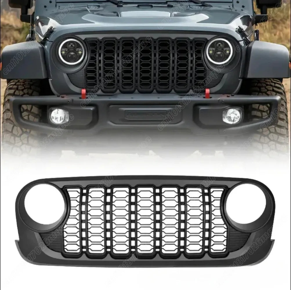 For Jeep Wrangler JK JKU 2007 2008 2009 2010 2011 2012 2013 2014 2015 2016 2017 Lantsun J400 2024 Style Front Bumper Mesh Grille