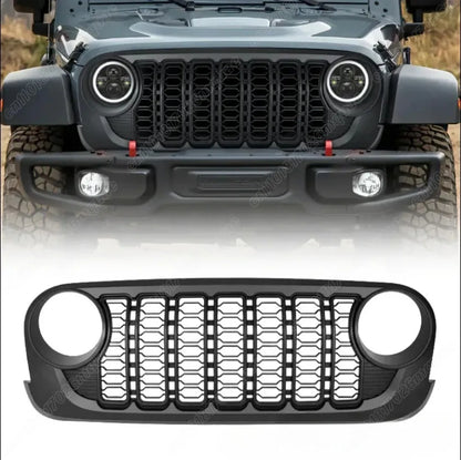 For Jeep Wrangler JK JKU 2007 2008 2009 2010 2011 2012 2013 2014 2015 2016 2017 Lantsun J400 2024 Style Front Bumper Mesh Grille