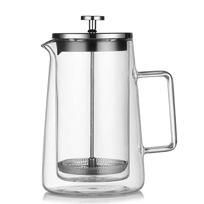 Dried Flower Double Glass French Press Heat-resistant Coffee Pot Insulation Coffee Utensil Household Filter Tea Maker
