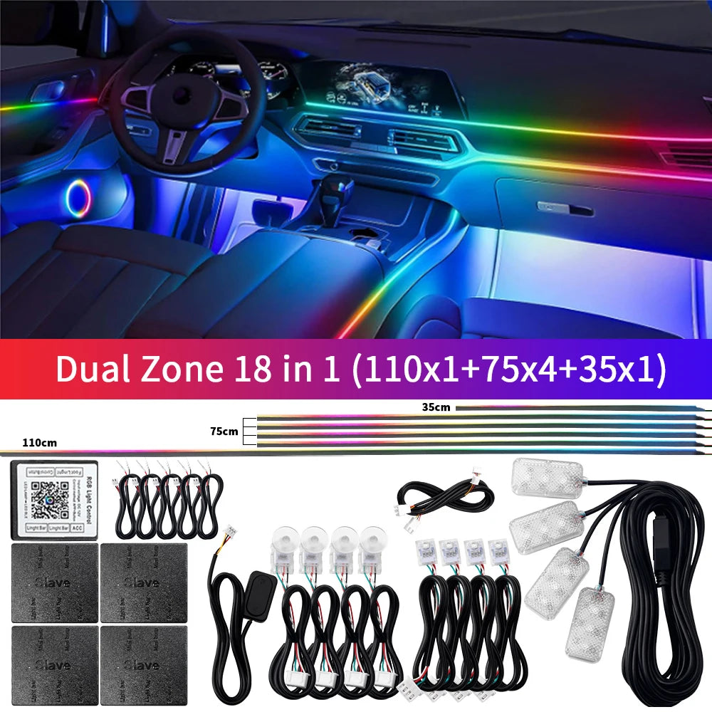 2024 Car Ambient Lights Kits Interior 213 64 Color RGB Symphony Streamer Bluetooth Rainbow Acrylic Strips Atmosphere Lamp By App