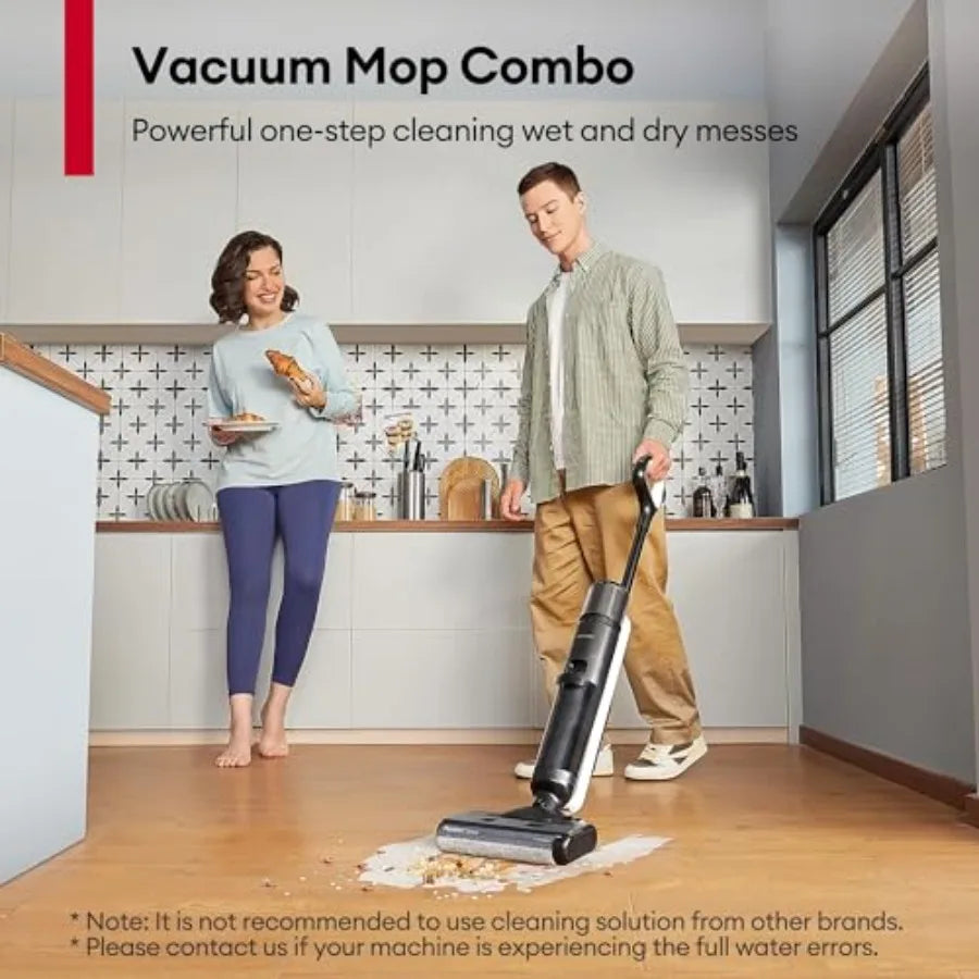 Wet Dry Vacuum Cleaner for Hard Floors, Cordless Vacuum Mop Combo with Self-Cleaning, 50min Runtime, Smart Mess Detection, Edge