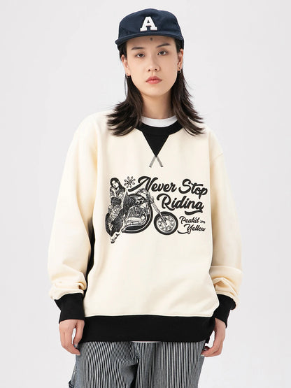 Monkey Store Autumn Winter Hoodie Unisex Casual Print round Neck Sweatshirt Warm Comfortable Cotton Long Sleeve Youth Fashion