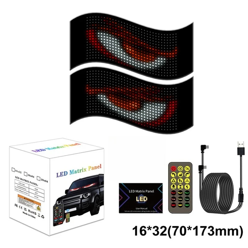 APP Remote Control Truck Devil Eye LED Pixel Panel Light 5V/2A DIY Custom Text Lighting Scrolling Foldable For Board Windshield