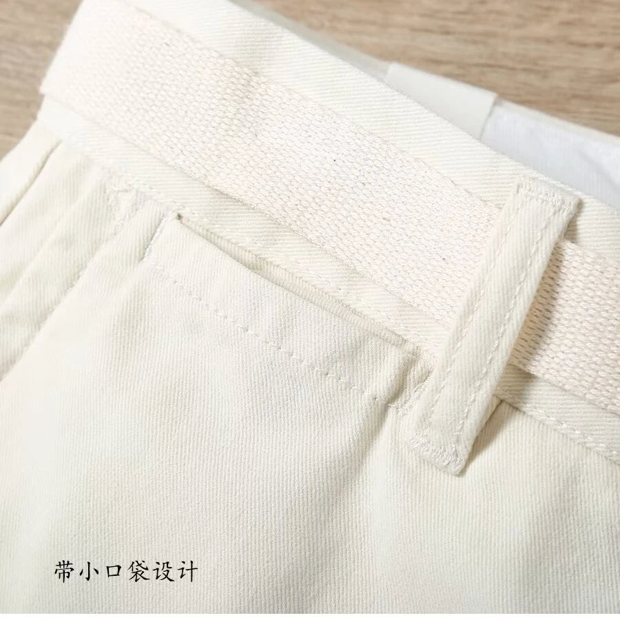Summer Men's Cargo Shorts Fashion White Solid Cotton Short Pants Harajuku Men's Clothing Hot Sales Casual Sweatpants 2024