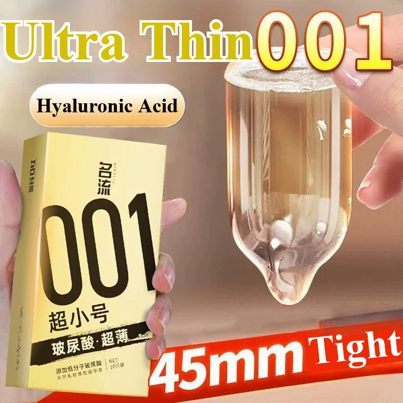 30PCS Small Condoms For Adult Sex 45/49mm Ultrathin 001 Penis Sleeve Sex Toys Hyaluronic Acid Condom Super Tight Cock Sleeve 18+