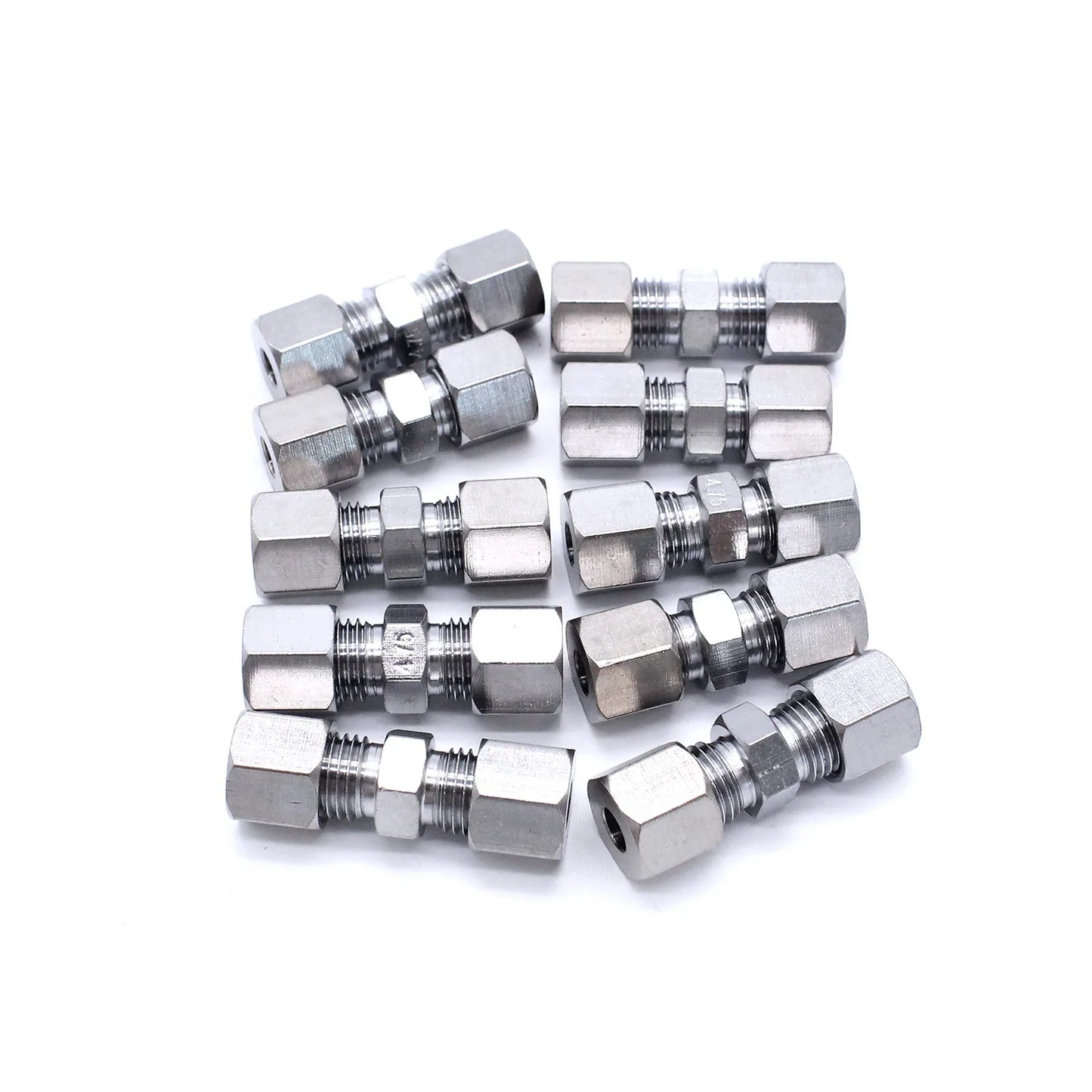 10pcs Brake Line Union Fittings Straight Reducer Compression Kits Connector 3/16" OD Hydraulic Brake Lines Pipe Car Parts