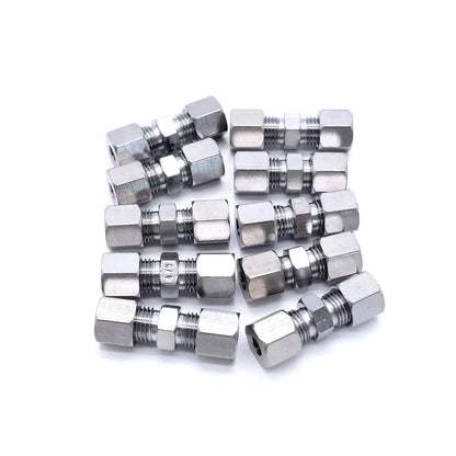 10pcs Brake Line Union Fittings Straight Reducer Compression Kits Connector 3/16" OD Hydraulic Brake Lines Pipe Car Parts