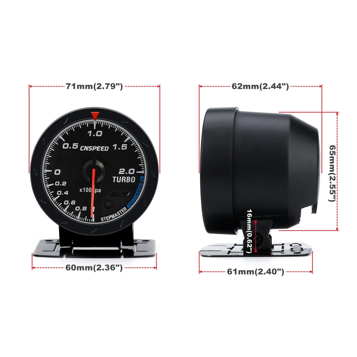 CNSPEED 60MM Car Turbo Boost gauge + Adjustable Turbo Boost Controller Kit 1-30 PSI IN-CABIN Car Gauge Car Meter