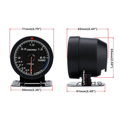 CNSPEED 60MM Car Turbo Boost gauge + Adjustable Turbo Boost Controller Kit 1-30 PSI IN-CABIN Car Gauge Car Meter