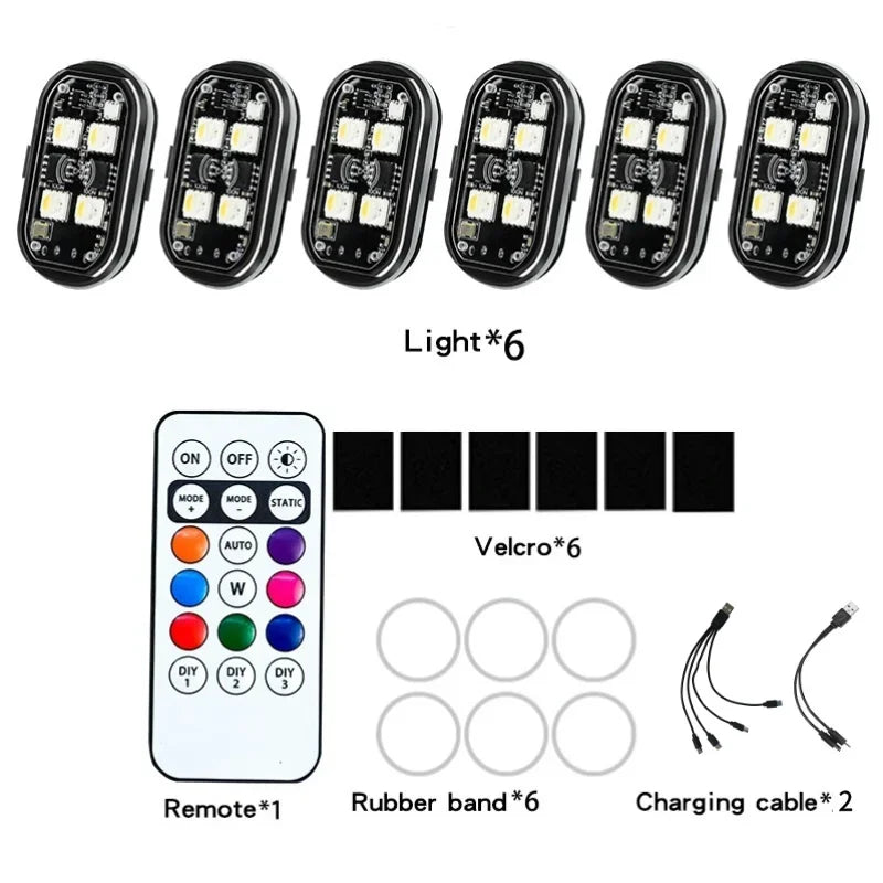Rechargeable Wireless Light Aircraft Airplane Helicopter Warning Lights RGB Led Motorcycle Strobe lights LED Flash Light