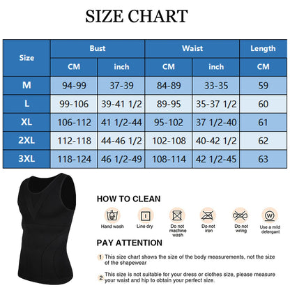 2PCS Men Compression Tank Top Gynecomastia Shapewear Slimming Vest Tummy Control Waist Trainer Seam-free Body Shaper Undershirt