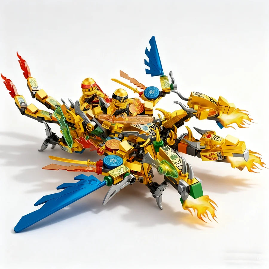 4 in 1 ninja dragon Mech Mini Model Action Figure Building Blocks Compatible Cartoon Anime Cities Kid Toys Gifts