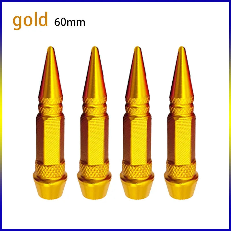 4pcs 45mm 60mm Universal Car Tire Valve Stem Cap Wheel Rim Stem Spike Shaped Dust-proof Air Metal Cap Cover for Motorcycle