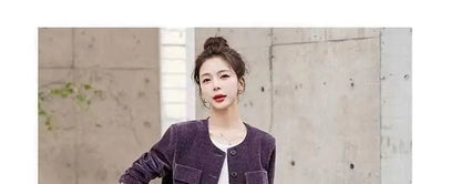 Fashionable Corduroy Set Women's Autumn Winter New Style Elegant Lady Fragrance Wind Coat Wide Leg Pants Two Piece Suit