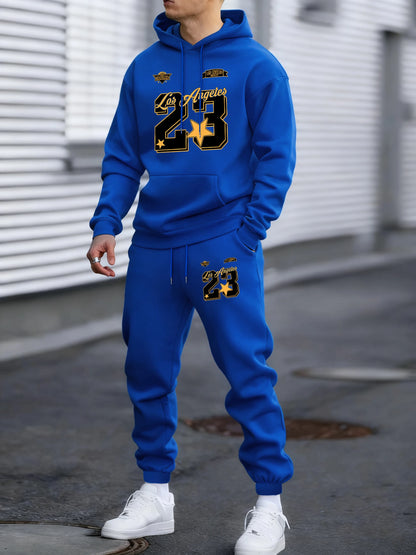 California Los Angeles Number 23 Print Autumn Winter Man Hoody Long Pants Set Fleece Jogging Sweatpant Basic Casual Sweatshirts