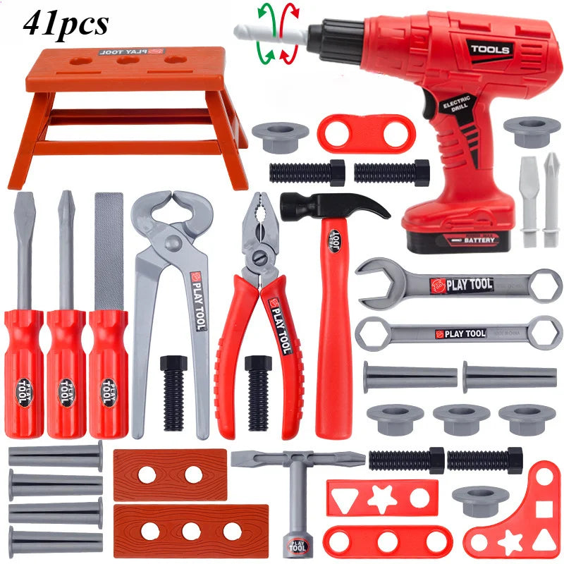 Repair Tool Set Pretend Play Toy Playset Power Drill Screwdriver for Build Simulated Construction Toys Birthday Gift