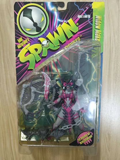Vintage 1996 Spawn Series5 Widow Maker Grey Complete Action Figure, Rare Retro Collectible Toy For Hobby Fans