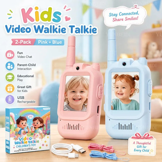 2PCS Kids Video Walkie Talkies HD Video Call Type-C Charging Intercom Toys No SIM Card Indoor Birthday Gift for Boys Girls Age3+