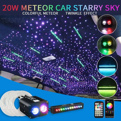 20W  Twinkle Starry Sky Car Colourful Meteor Star Roof Led Fiber Optic Light Music SensingDouble Color Control
