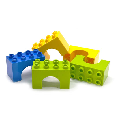 Big Size Building Blocks Train Railway Transport Set Track Parts Electric Locomotive DIY Assemble Interaction Toys For Children